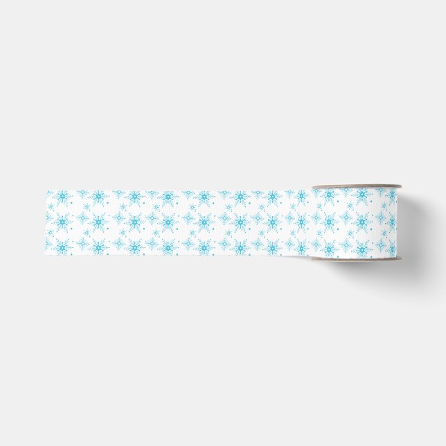 Blue White Mini Mix Snowflake Weihnachten Ripsband (Vorderseite)