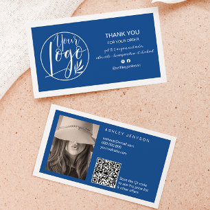 Blue White Minimalist Logo Qr Bestellung Vielen Da Visitenkarte
