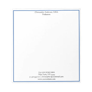 Blue White Minimalistisch Business Beruflich Notizblock