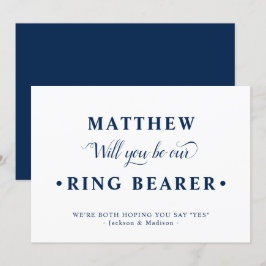 Blue White Minimalistisch Ring Bearer Vorschlag Ka Einladung