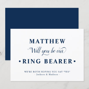 Blue White Minimalistisch Ring Bearer Vorschlag Ka Einladung