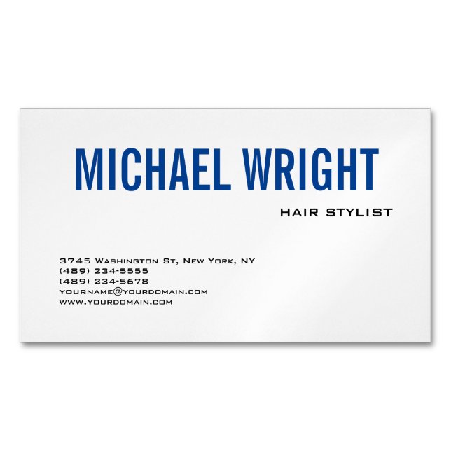Blue White Modern Schlicht Simple Minimalistisch Magnetische Visitenkarte (Vorderseite)