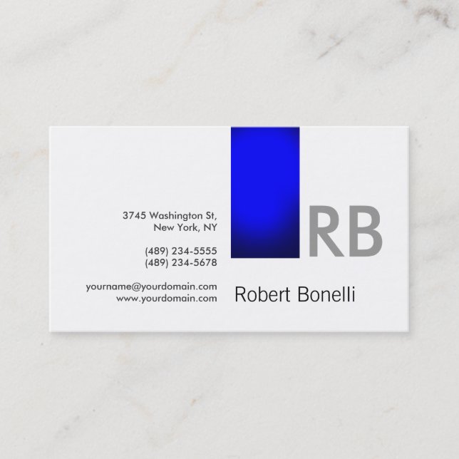 Blue White Monogram Consultant Business Card Visitenkarte (Vorderseite)