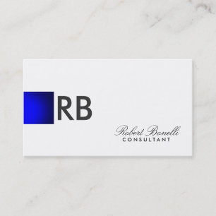 Blue White Monogram Consultant Business Card Visitenkarte