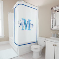 Blue White Monogram Initial Individuelle Name Eleg