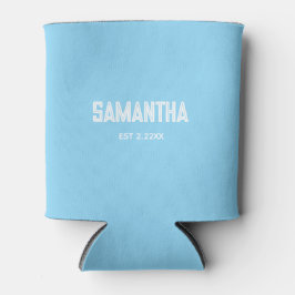 Blue &white monogram name Cooler Dosenkühler