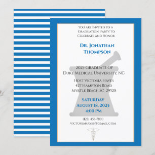 Blue White Mortar Pestle Pharmacy Abschluss Einladung