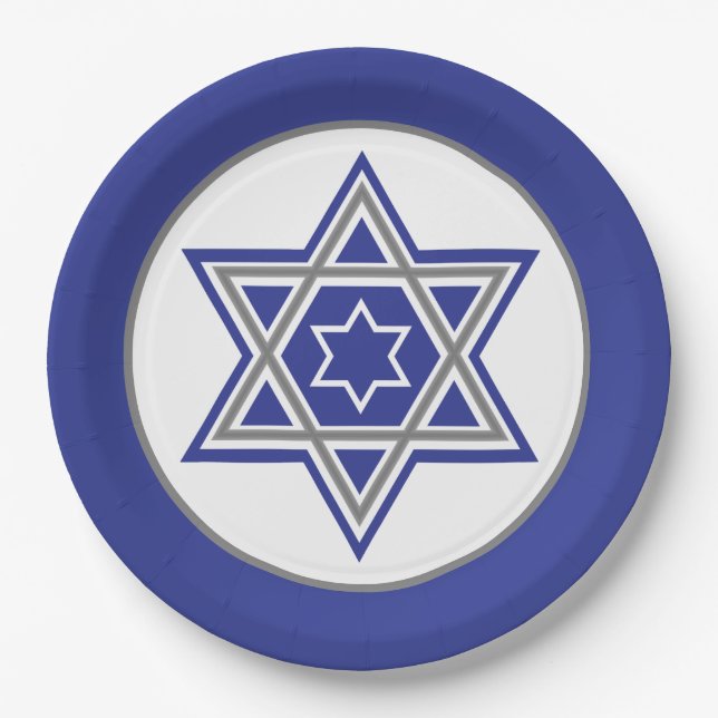 Blue & White Multiple Stars von David Design Pappteller (Vorderseite)
