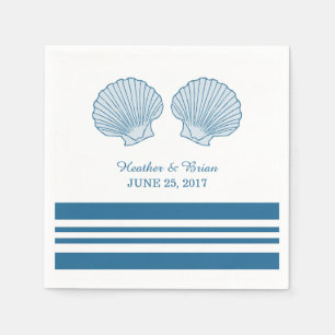 Blue White Nautic Seashells Paper Napkins Serviette