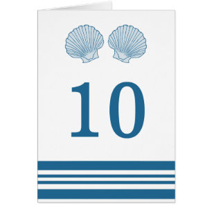 Blue White Nautic Seashells Tischnummer Card