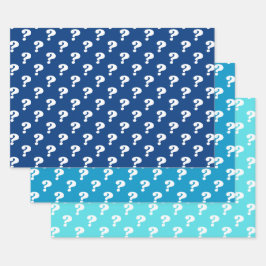 Blue & White Niedlich Gift Wrapper (Fragezeichen) Geschenkpapier Set