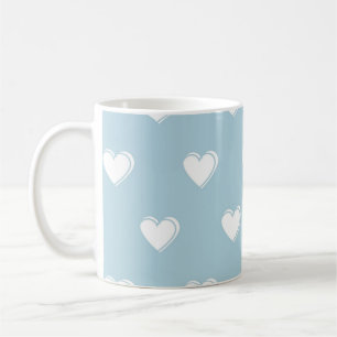Blue White Niedlich Simple Heart Pattern Kaffeetasse