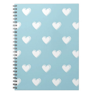 Blue White Niedlich Simple Heart Pattern Notizblock