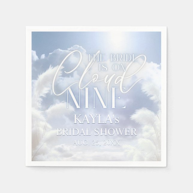 Blue White on Cloud Nine 9 Pampas Brautparty Serviette (Vorderseite)