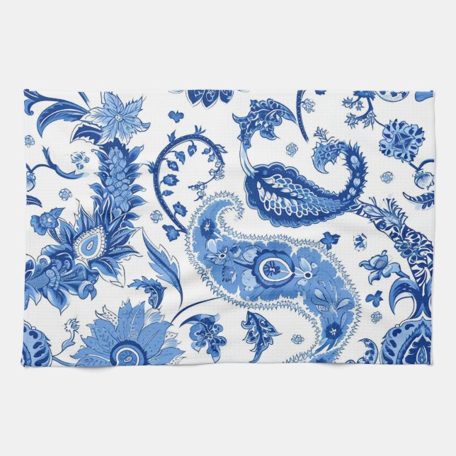 Blue & White Paisley Küchentuch (Horizontal)