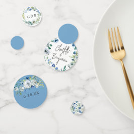 Blue White Peony Floral Chic Spring Garden Wedding Konfetti