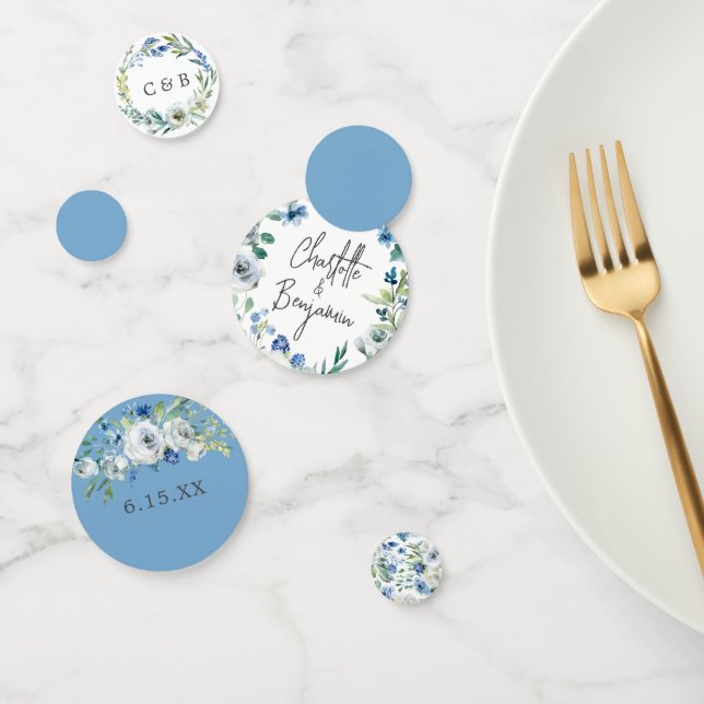 Blue White Peony Floral Chic Spring Garden Wedding Konfetti (Gruppe)