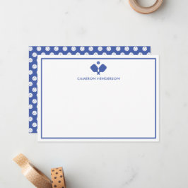 Blue White Personalisiert Name Fun Pickleball Mitteilungskarte