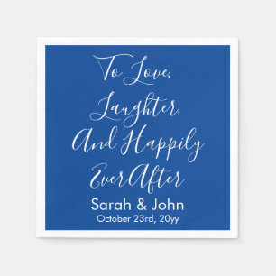 Blue White Personalisiert Script Hochzeitsempfang Serviette