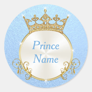 Blue White Personalize Prince Baby Schuhaufkleber Runder Aufkleber