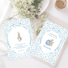 Blue White Peter the Rabbit Beatrix Baby Dusche Einladung