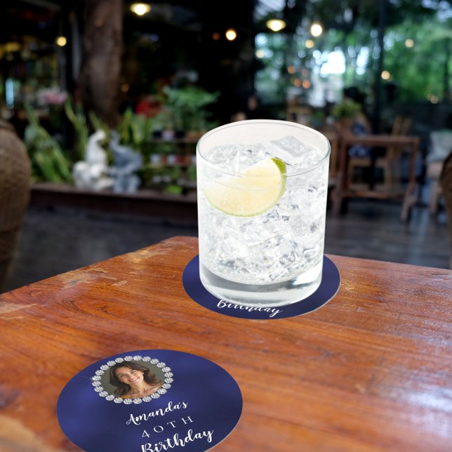 Blue white photo diamonds runder pappuntersetzer (Von Creator hochgeladen)