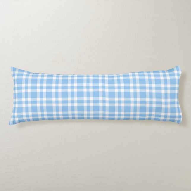 Blue White Plaid Pattern Seitenschläferkissen (Vorderseite)