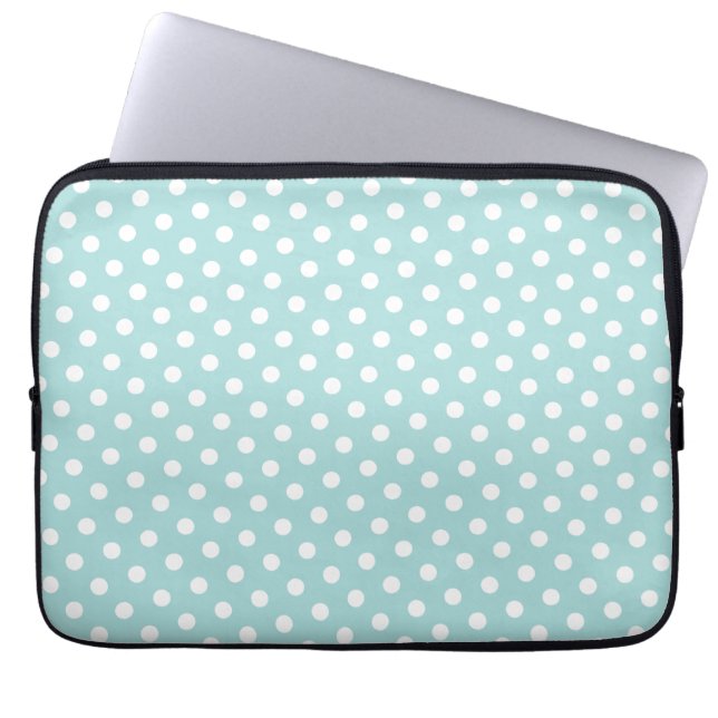Blue & White Polka Dot Laptop-Sieb Laptopschutzhülle (Vorderseite)