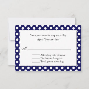 Blue & White Polka Dot Wedding RSVP Card Karte
