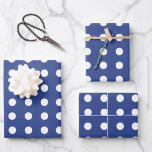 Blue White Polka Dots Geschenkpapier Set