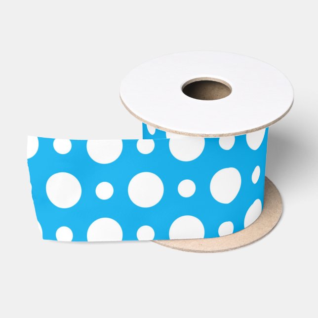 BLUE & WHITE POLKA DOTS SATINBAND (Spule)