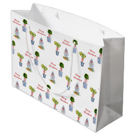 Blue & White Potterie Weihnachtsgeschenktasche Große Geschenktüte