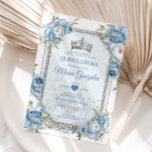 Blue & White Quinceañera Silver Crown 15 Anos Einladung<br><div class="desc">Quinceañera Blue & Silver Crown mexikanische Einladung Mis Quince 15 Anos,  16.</div>