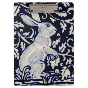 Blue & White Rabbit Bunny Hare Kunst, Dichtung und Klemmbrett