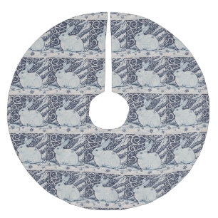 Blue White Rabbit Designer Weihnachtsbaumrock Polyester Weihnachtsbaumdecke