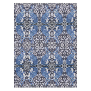 Blue White Rabbit Floral Art Nouveau Nappe