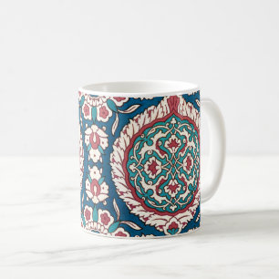 Blue White Red Aquamarin Oriental Azulejo Pattern Kaffeetasse