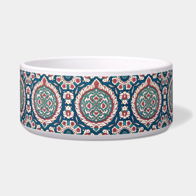Blue White Red Aquamarin Oriental Azulejo Pattern Napf (Vorderseite)