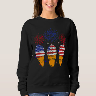 Blue White Red Ice Creme Cone Us Flag Patriotic 4t Sweatshirt