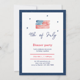 Blue White Red Minimalistisch 4. Juli Abendessen P Einladung