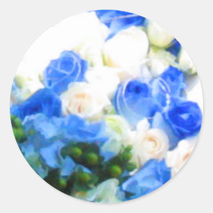 Blue & White Rose Hochzeitsticker für Umschlag Auf Runder Aufkleber
