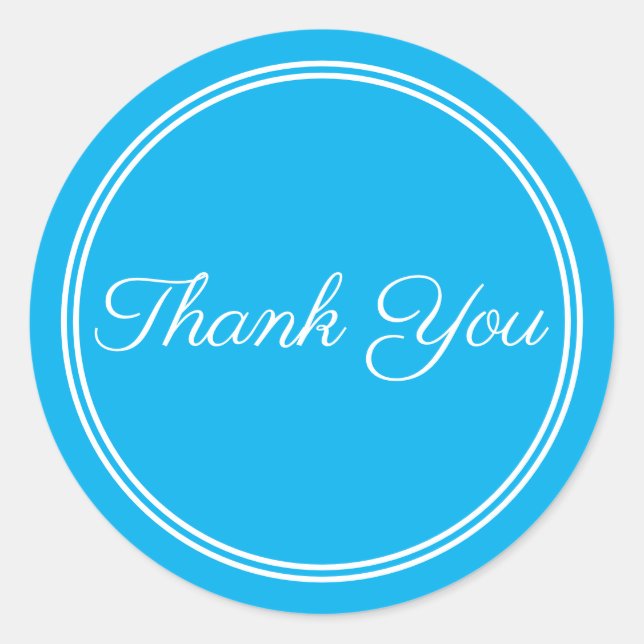 Blue White Script Calligraphy Danke Sticker (Vorderseite)