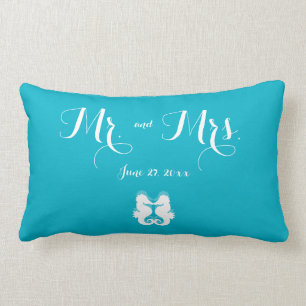 Blue White Seepferd Wedding Pillows Lendenkissen