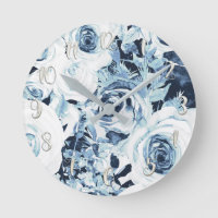 Blue White Silver Winter Shabby Chic Vintage Rose