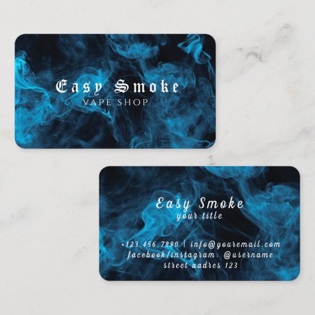 Blue White Smoke Vape Shop Visitenkarte (Vorne/Hinten)