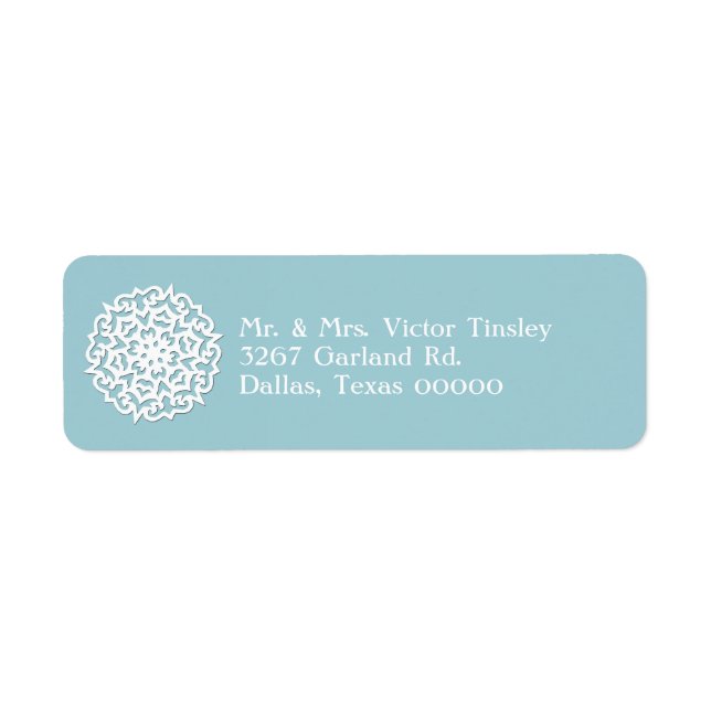 Blue & White Snowflake Custom Return Address Label (Vorne)