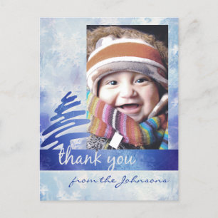 Blue & White Snowflake "Danke" Foto Postkarte