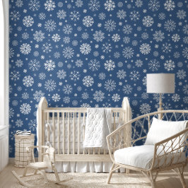 Blue & White Snowflake pattern for Your Kid Room Tapete