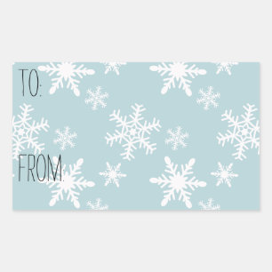 Blue White Snowflakes Geschenk Tag Rechteckiger Aufkleber