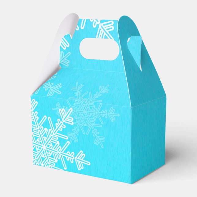 Blue White Snowflakes Minimalistisch Weihnachten Geschenkschachtel (Vorderseite)